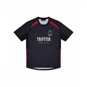 Trapstar Irongate Football Jersey T-shirts Herren Schwarz Rot Österreich | EB26-302