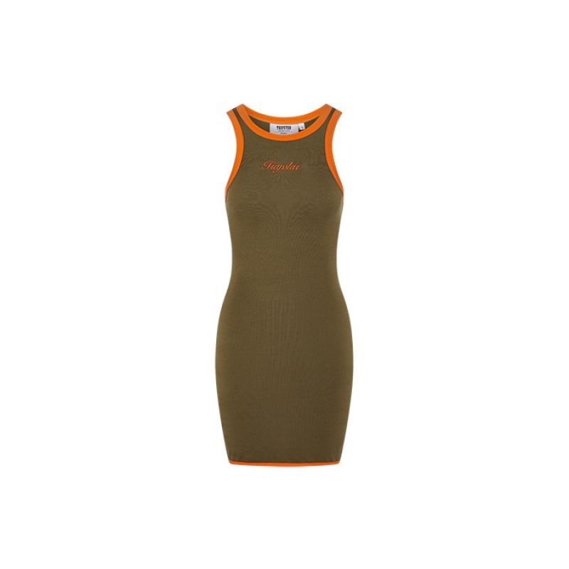 Trapstar Contrast Racer Kleid Damen Khaki Orange Österreich | JQ18-746