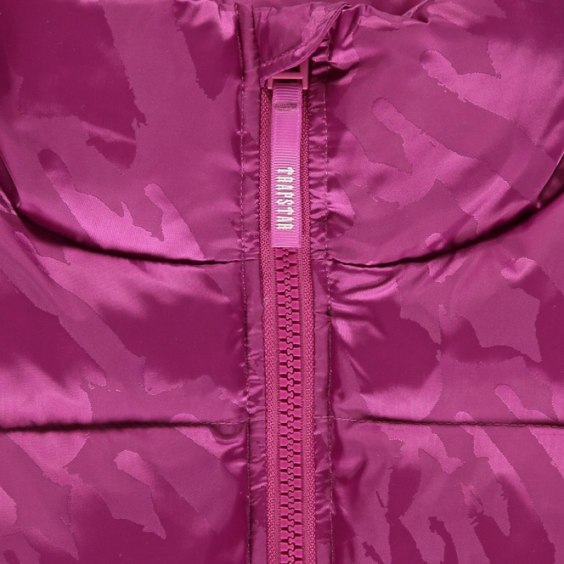 Trapstar Cropped T Jacquard Puffer Jacken Damen Fuchsie Rosa Österreich | AJ49-004