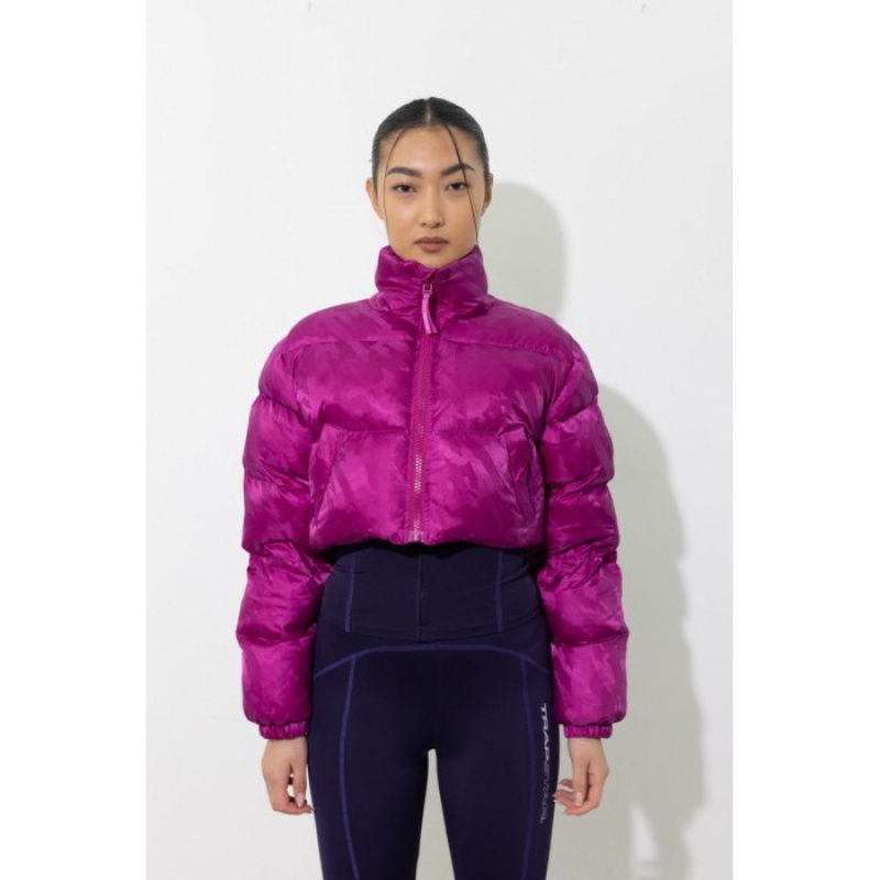 Trapstar Cropped T Jacquard Puffer Jacken Damen Fuchsie Rosa Österreich | AJ49-004