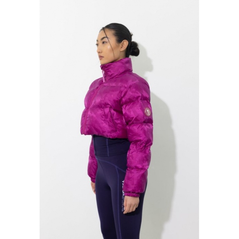 Trapstar Cropped T Jacquard Puffer Jacken Damen Fuchsie Rosa Österreich | AJ49-004