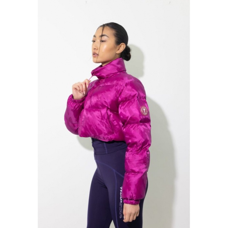 Trapstar Cropped T Jacquard Puffer Jacken Damen Fuchsie Rosa Österreich | AJ49-004