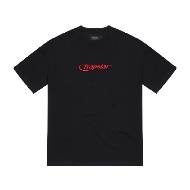 Trapstar Hyperdrive Embroidered Tee T-shirts Herren Schwarz Rot Österreich | JC53-898