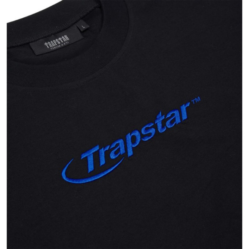 Trapstar Hyperdrive Embroidered Tee T-shirts Herren Schwarz Blau Österreich | RU25-276