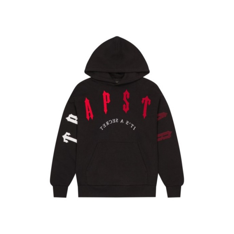 Trapstar Irongate Arch Chenille 2.0 Trainingsanzug Herren Schwarz Rot Österreich | TS47-398