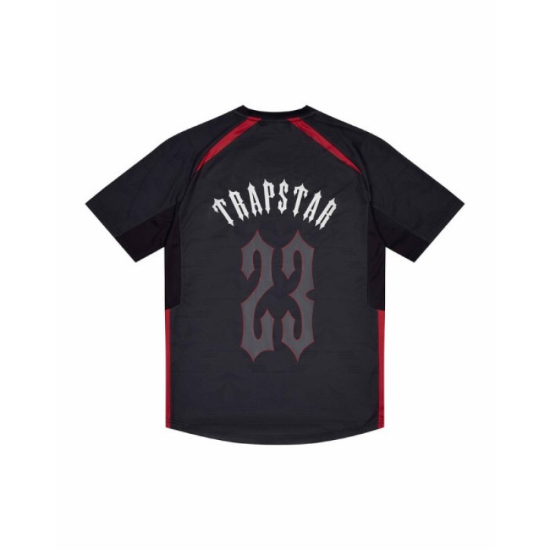 Trapstar Irongate Football Jersey T-shirts Herren Schwarz Rot Österreich | EB26-302