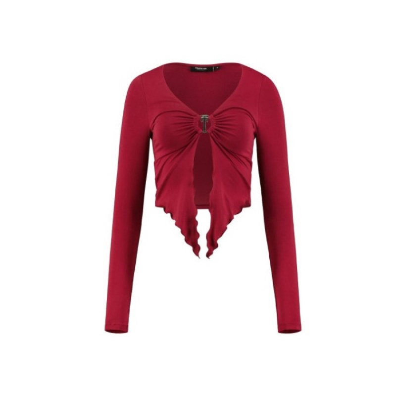 Trapstar Long Sleeve Wing Hem Bralette Oberteil Damen Rot Österreich | AE42-945