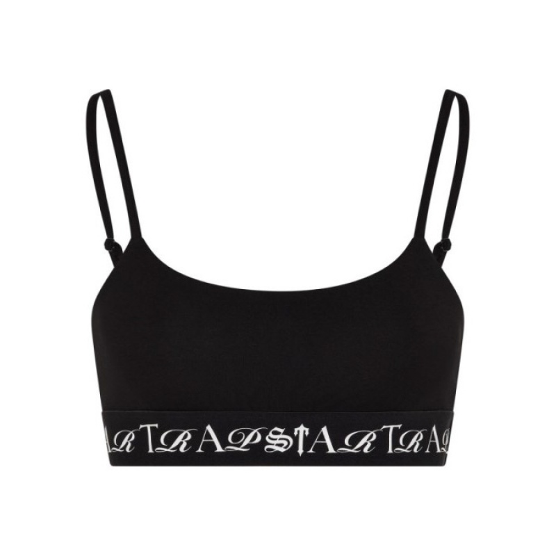 Trapstar Script Bra Oberteil Damen Schwarz Weiß Österreich | VP32-366