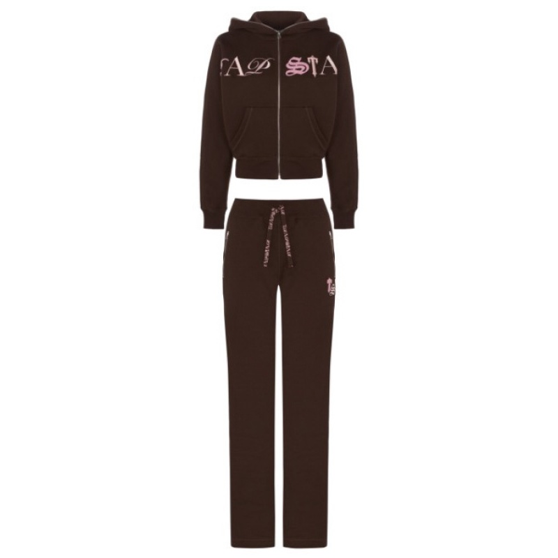 Trapstar Script Zip Leg Jogging Bottoms Hose Damen Braun Rosa Österreich | RJ39-343