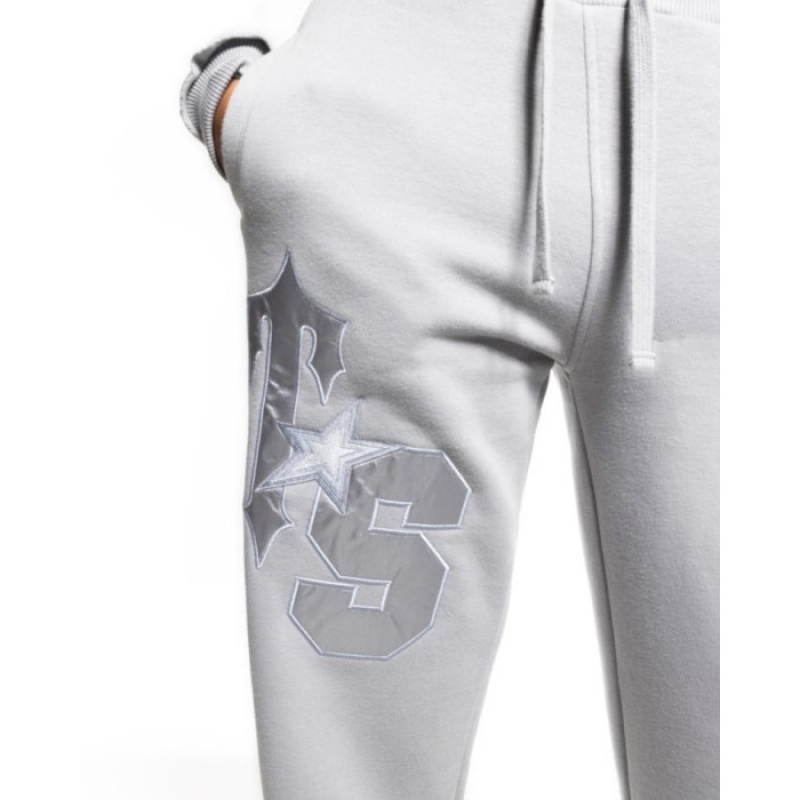 Trapstar TS-Star Silver Satin Applique Loose Fit Jogginghose Damen Grau Österreich | MO24-964