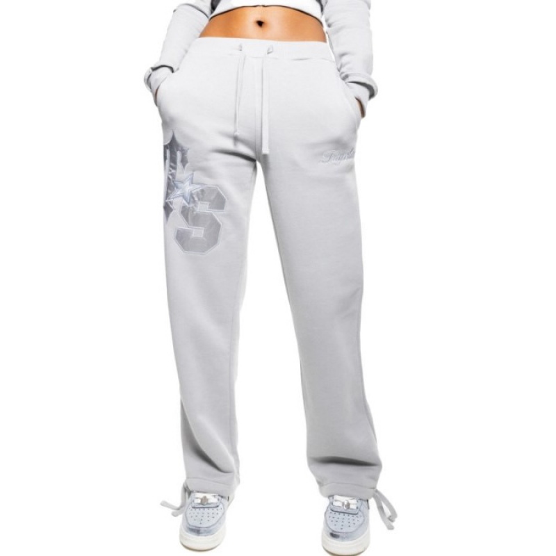 Trapstar TS-Star Silver Satin Applique Loose Fit Jogginghose Damen Grau Österreich | MO24-964