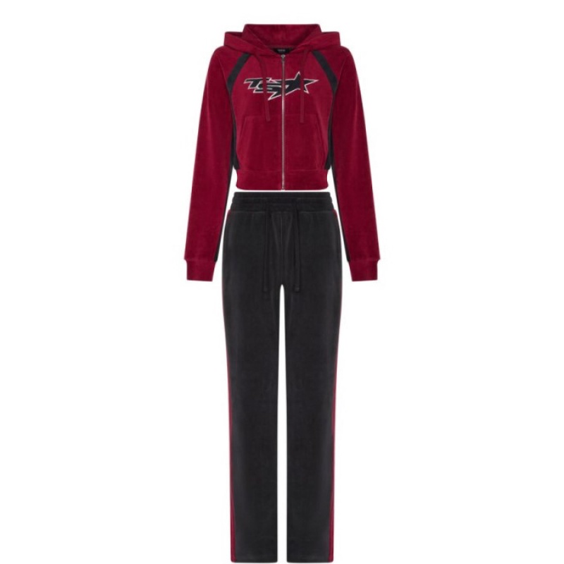 Trapstar TS-Star Velour Track Bottoms Hose Damen Bordeaux Österreich | BA43-202