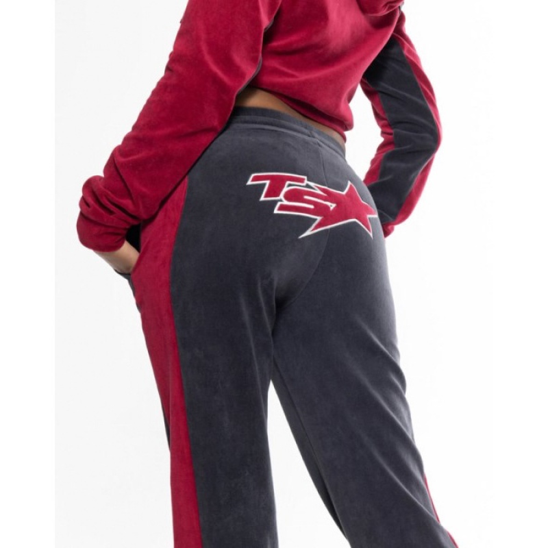 Trapstar TS-Star Velour Track Bottoms Hose Damen Bordeaux Österreich | BA43-202